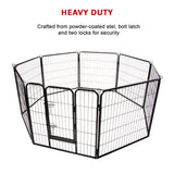 8 Panel Heavy Duty Pet Dog Playpen Puppy Exercise Fence Enclosure Cage - Low Angle