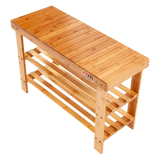 3 Tier Shoe Rack Bamboo Wooden Storage Shelf Stand Bench Cabinet Organiser - Side View