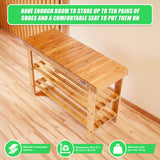 3 Tier Shoe Rack Bamboo Wooden Storage Shelf Stand Bench Cabinet Organiser
