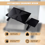 Aluminium Alloy Folding Laptop Stand Desk Table with Mouse Tray - Low Angle
