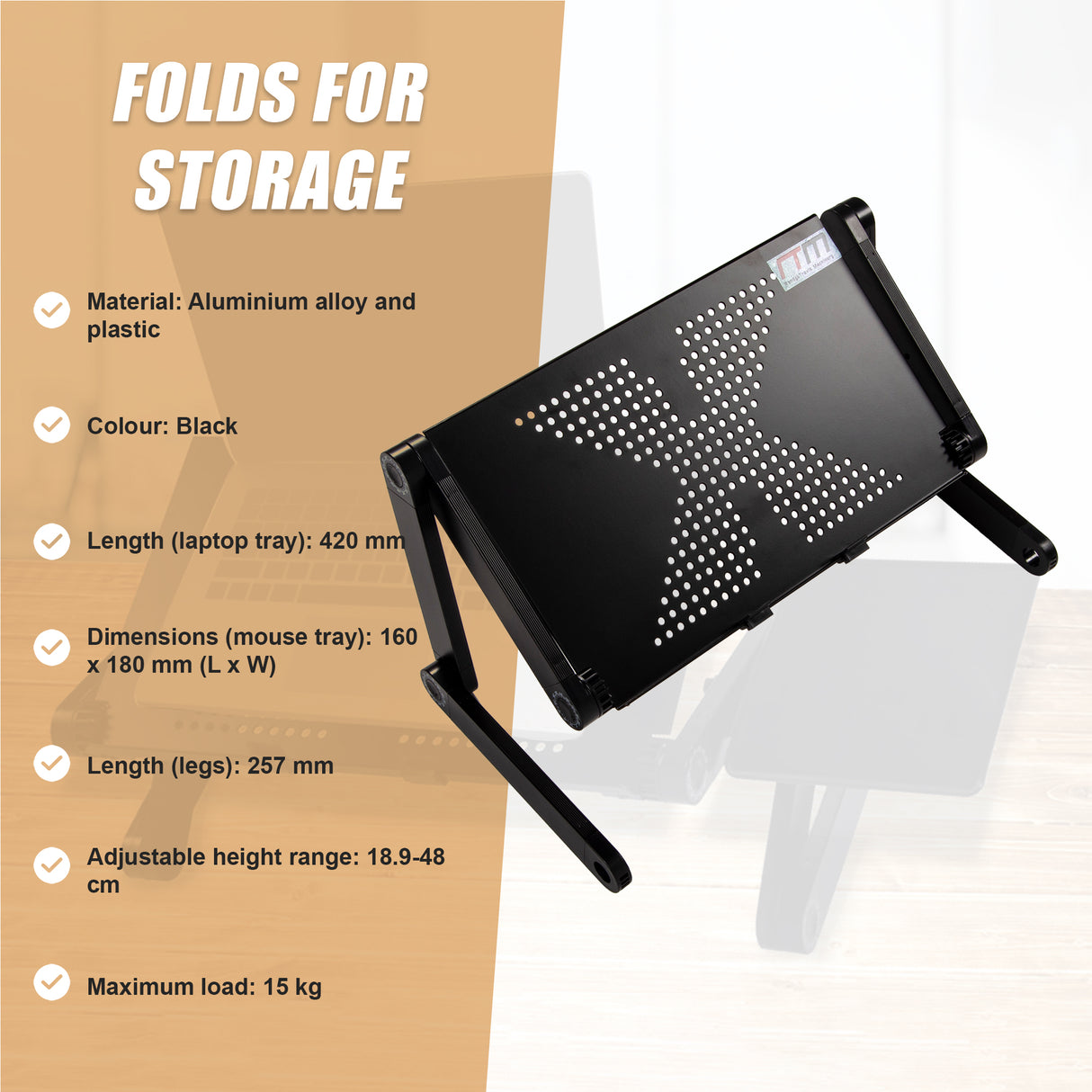 Aluminium Alloy Folding Laptop Stand Desk Table with Mouse Tray