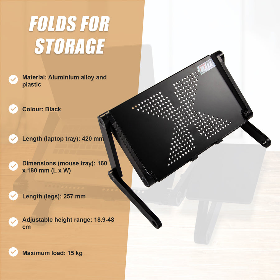 Aluminium Alloy Folding Laptop Stand Desk Table with Mouse Tray
