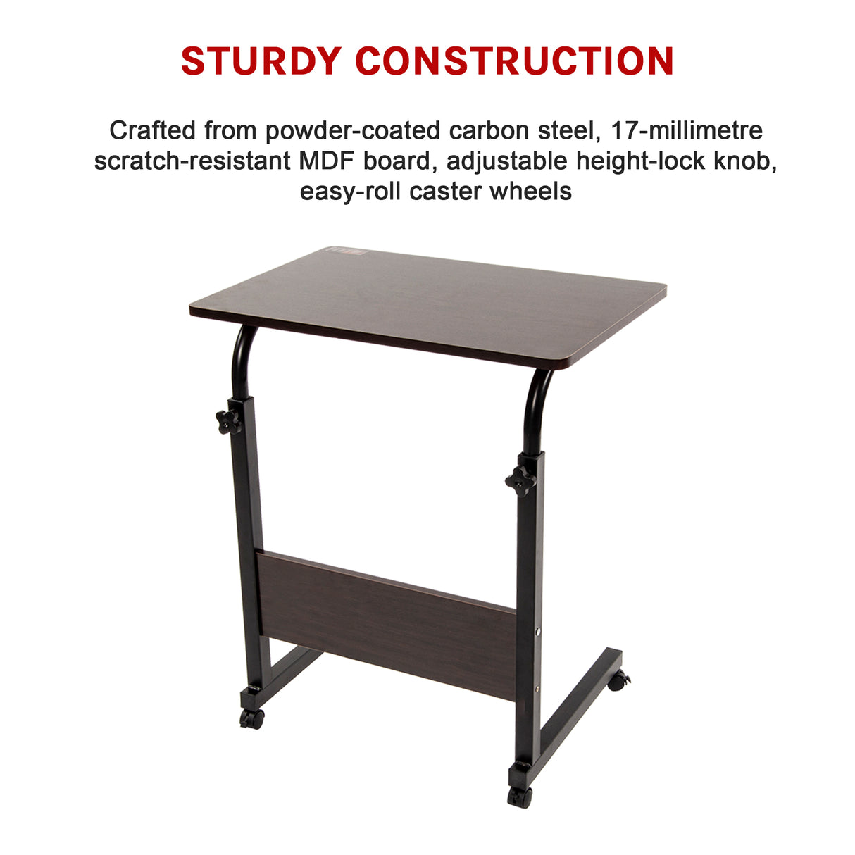 Mobile Laptop Desk Bed Stand Computer Table Adjustable Notebook Bedside Table