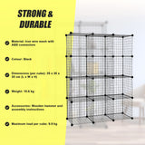 12 Cube Wire Grid Organiser Bookcase Storage Cabinet Wardrobe Closet Black - Side View