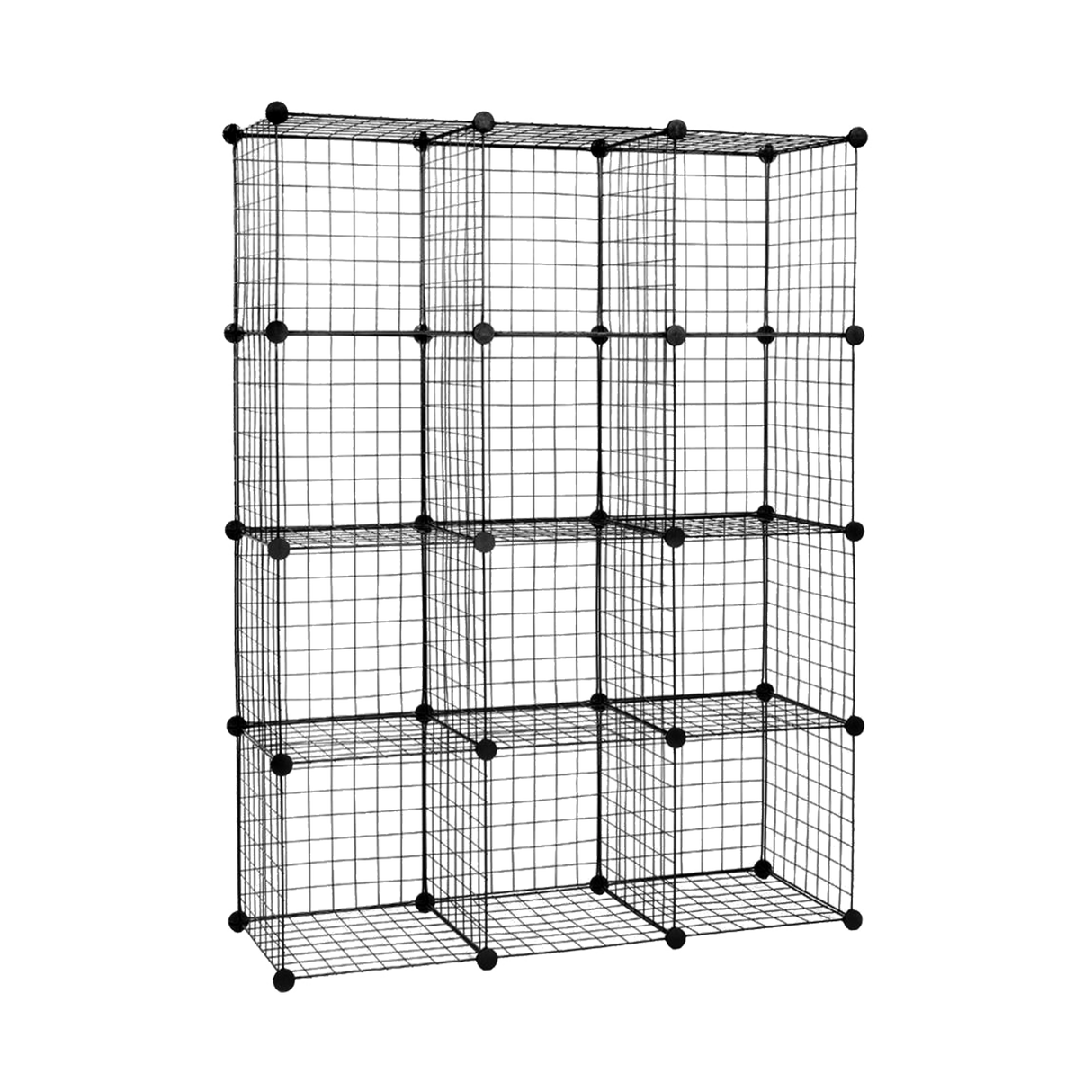 12 Cube Wire Grid Organiser Bookcase Storage Cabinet Wardrobe Closet Black
