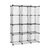 12 Cube Wire Grid Organiser Bookcase Storage Cabinet Wardrobe Closet Black - Top-Down View