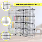 12 Cube Wire Grid Organiser Bookcase Storage Cabinet Wardrobe Closet Black - Extra Image