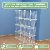 12 Cube Wire Grid Organiser Bookcase Storage Cabinet Wardrobe Closet White - Extra Image