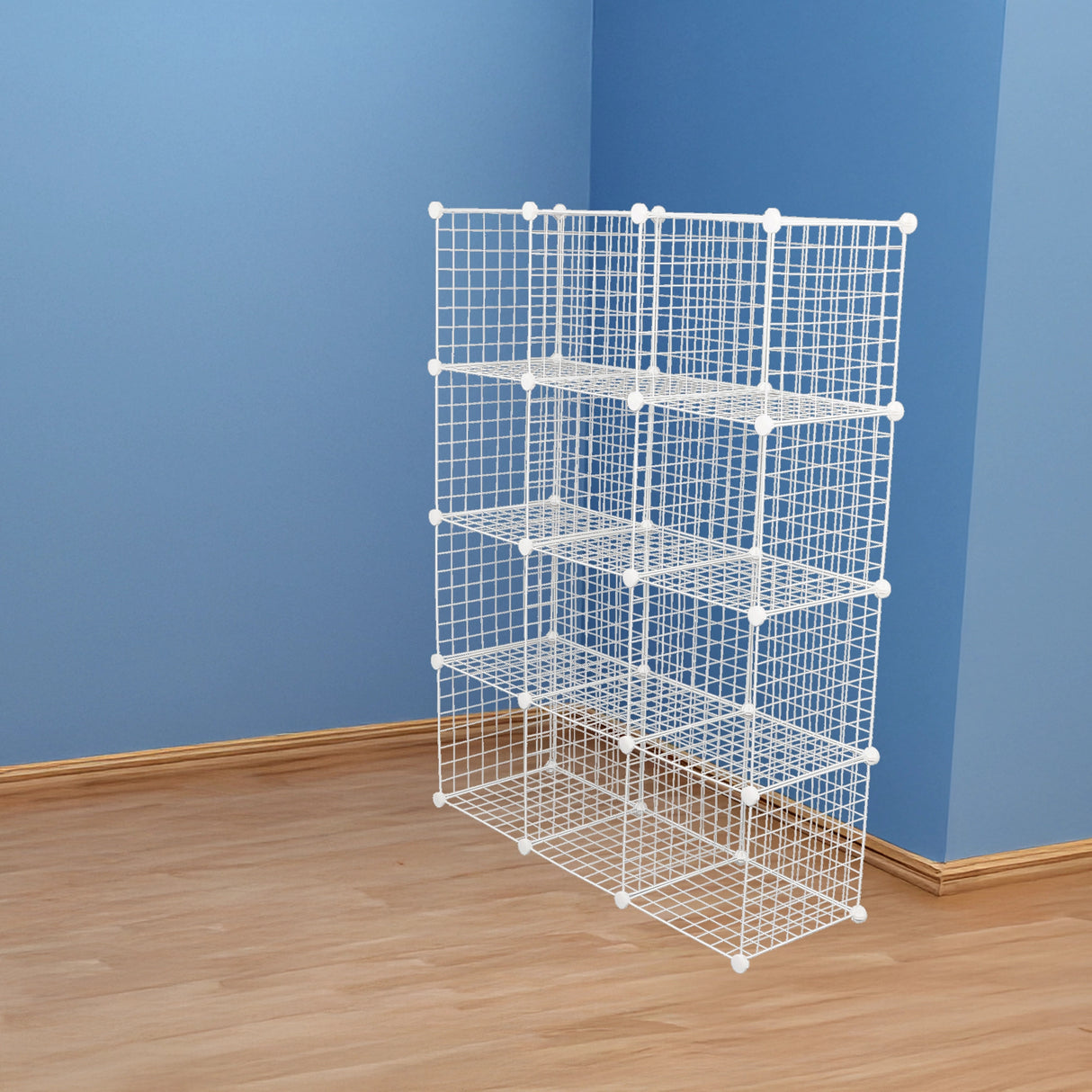 12 Cube Wire Grid Organiser Bookcase Storage Cabinet Wardrobe Closet White