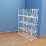 12 Cube Wire Grid Organiser Bookcase Storage Cabinet Wardrobe Closet White - 45-Degree Angle