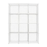 12 Cube Wire Grid Organiser Bookcase Storage Cabinet Wardrobe Closet White