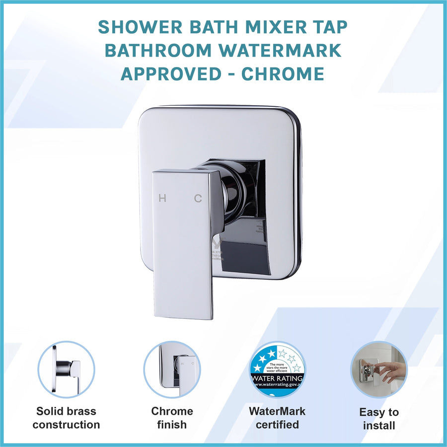 Shower Bath Mixer Tap Bathroom WATERMARK Approved - Chrome