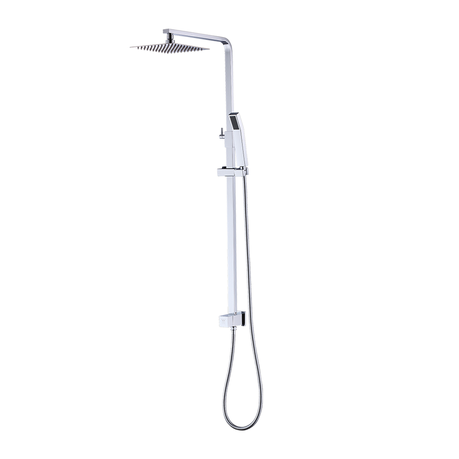WELS 8" Rain Shower Head Set Square Dual Heads Faucet High Pressure With Mixer