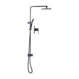WELS 8" Rain Shower Head Set Square Dual Heads Faucet High Pressure With Mixer