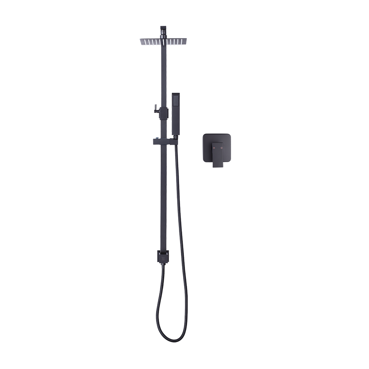 WELS 8" Rain Shower Head Set Square Dual Heads Faucet High Pressure With Mixer