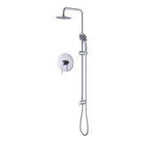 WELS 8" Rain Shower Head Set Rounded Dual Heads Faucet High Pressure With Mixer