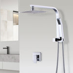 WELS 8" Rain Shower Head Set Square Dual Heads Faucet High Pressure With Mixer