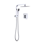 WELS 8" Rain Shower Head Set Square Dual Heads Faucet High Pressure With Mixer