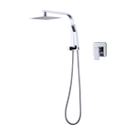 WELS 8" Rain Shower Head Set Square Dual Heads Faucet High Pressure With Mixer