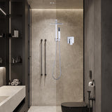 WELS 8" Rain Shower Head Set Square Dual Heads Faucet High Pressure With Mixer