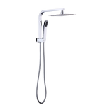 WELS 8" Rain Shower Head Set Square Dual Heads Faucet High Pressure Hand Held