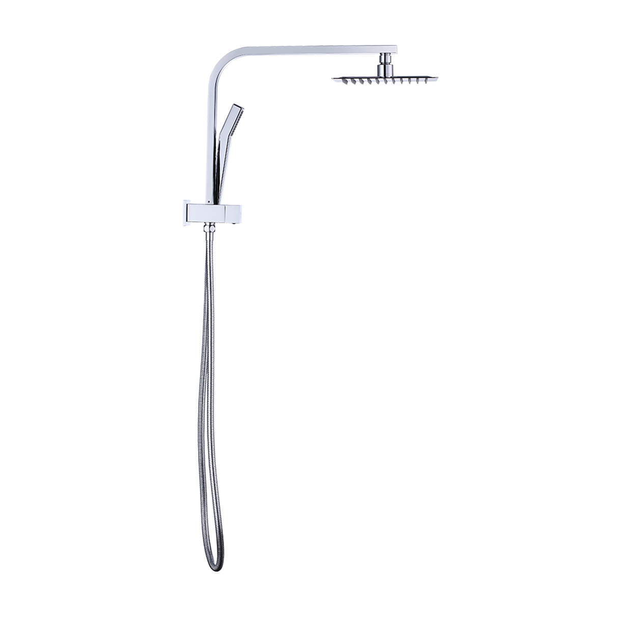 WELS 8" Rain Shower Head Set Square Dual Heads Faucet High Pressure Hand Held