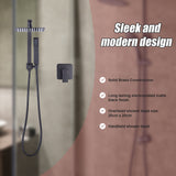 WELS 8" Rain Shower Head Set Square Dual Heads Faucet High Pressure With Mixer