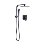 WELS 8" Rain Shower Head Set Square Dual Heads Faucet High Pressure With Mixer