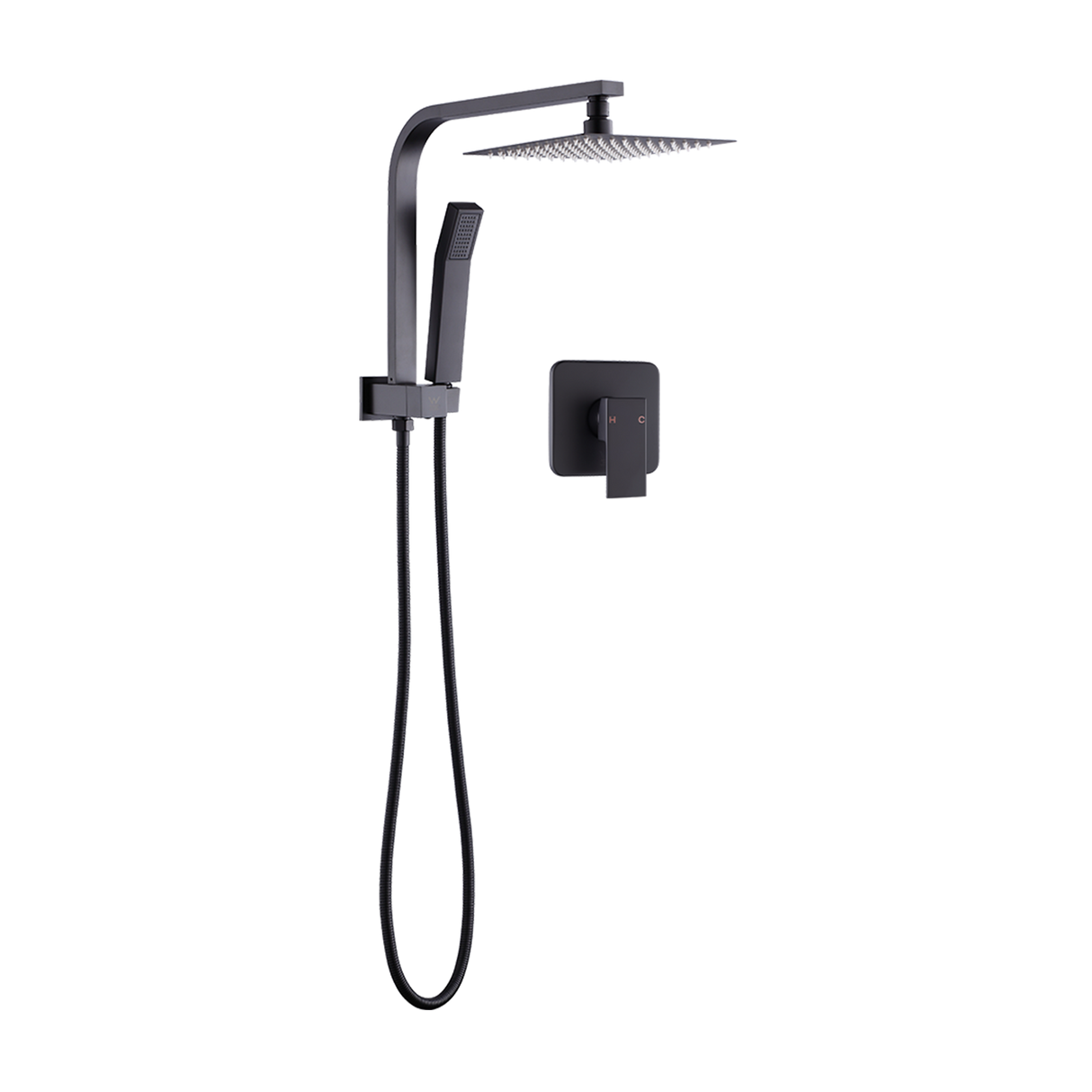 WELS 8" Rain Shower Head Set Square Dual Heads Faucet High Pressure With Mixer