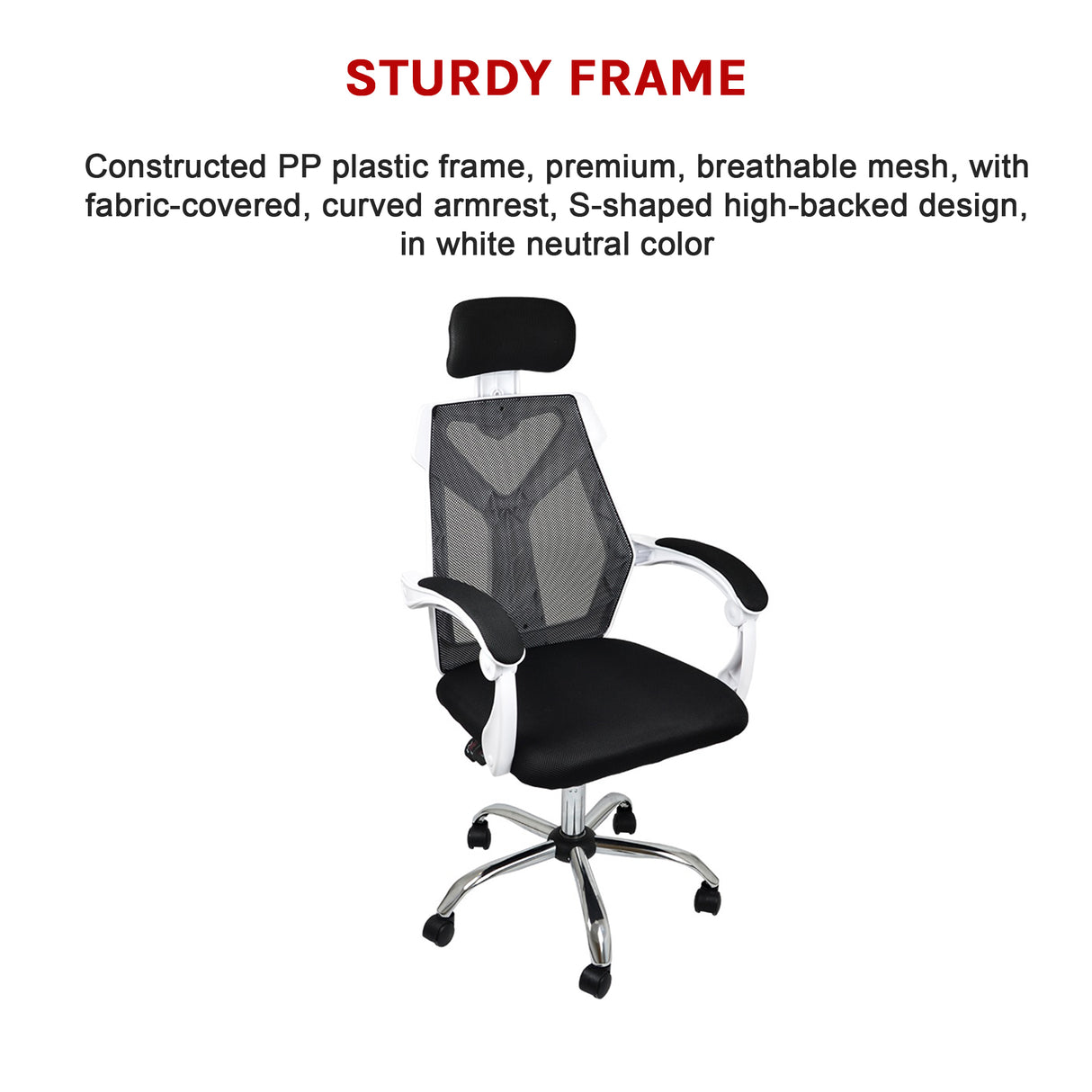 Office Chair &ndash; Ergonomic Mesh Back Computer Desk White Chair with Padded Foam Seat