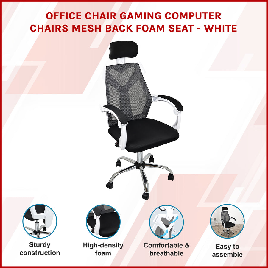 Office Chair &ndash; Ergonomic Mesh Back Computer Desk White Chair with Padded Foam Seat