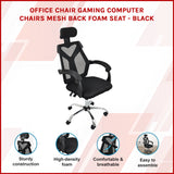 Office Chair &ndash; Ergonomic Mesh Back Computer Desk Chair with Padded Foam Seat in Black - Front View