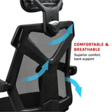 Office Chair &ndash; Ergonomic Mesh Back Computer Desk Chair with Padded Foam Seat in Black - 45-Degree Angle