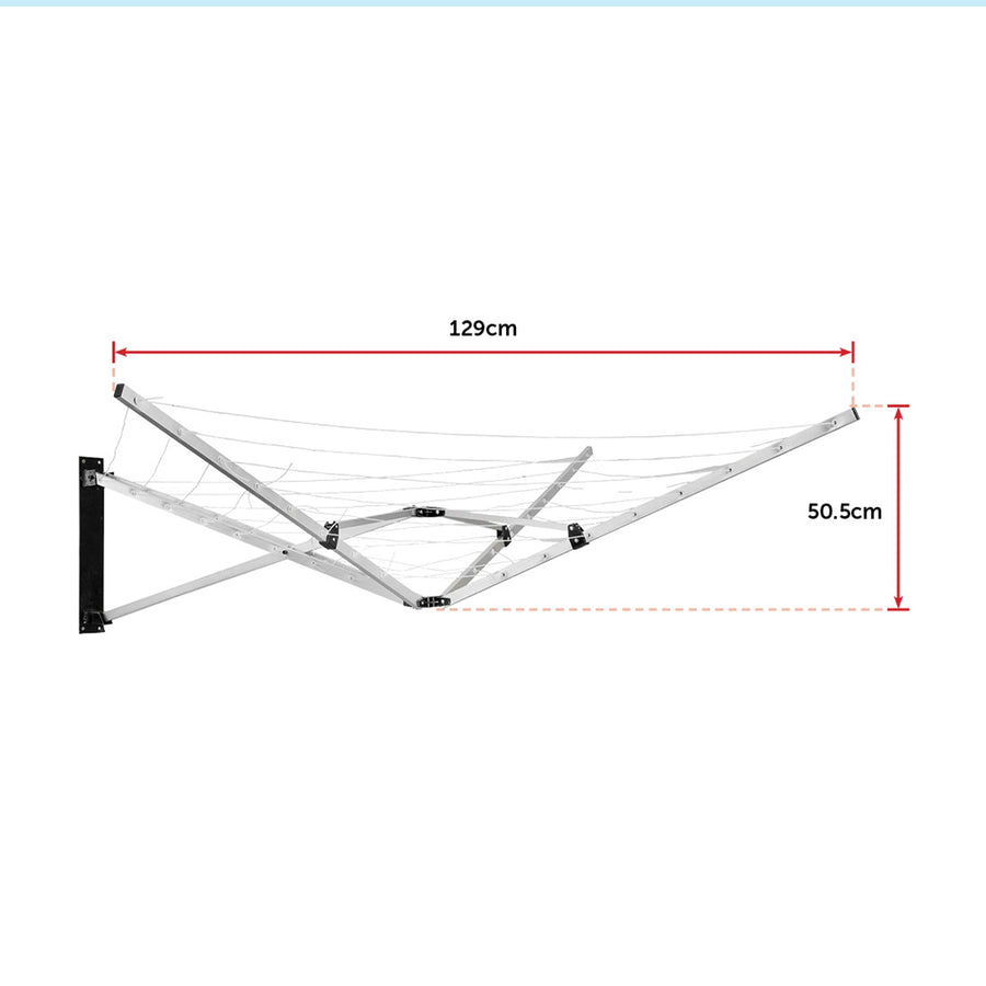 26m 5 Arm Wall Hang Mountable Clothes Airer Dryer Washing Line Bathroom Kitchen
