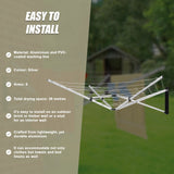 26m 5 Arm Wall Hang Mountable Clothes Airer Dryer Washing Line Bathroom Kitchen