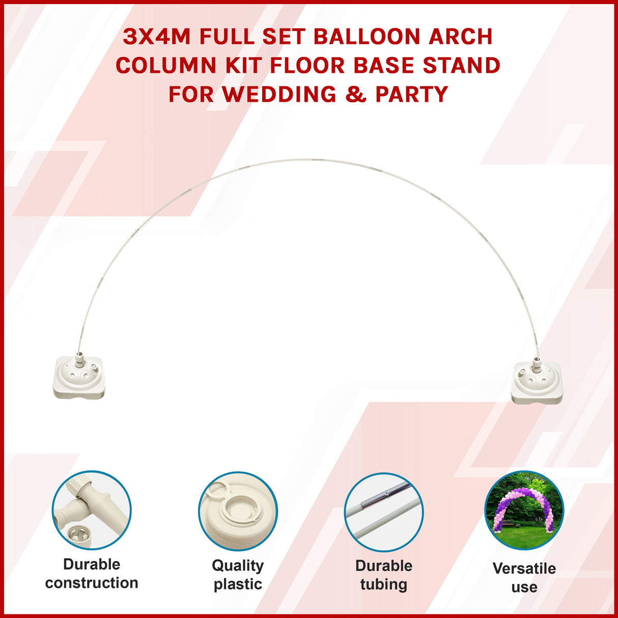 3x4m Full Set Balloon Arch Column Kit Floor Base Stand For Wedding & Party
