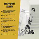 Stair Climbing Trolley 6 Wheels Aluminium Folding Hand Cart Climb Steps - Side View