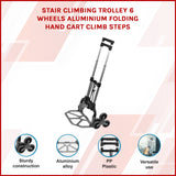 Stair Climbing Trolley 6 Wheels Aluminium Folding Hand Cart Climb Steps - Rear View