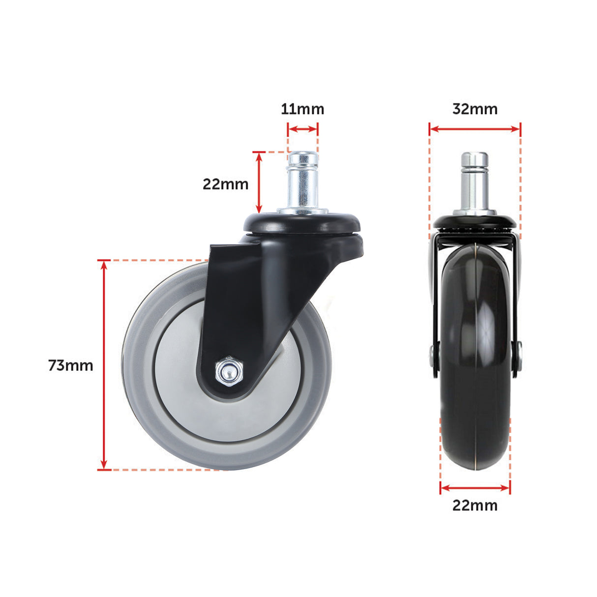 5x Office Chair Caster Wheels Set &ndash; Heavy Duty Universal Replacement for All Floors