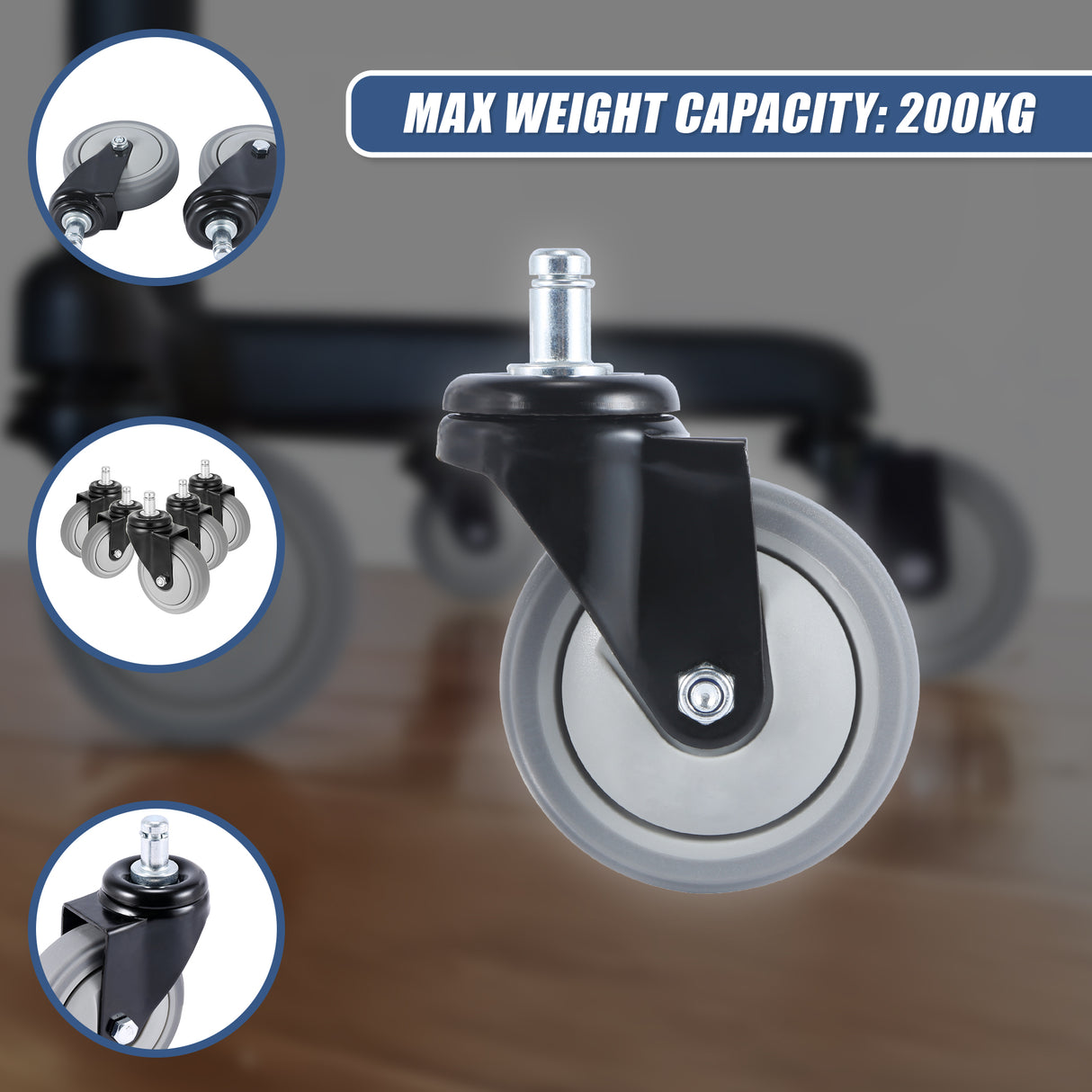 5x Office Chair Caster Wheels Set &ndash; Heavy Duty Universal Replacement for All Floors