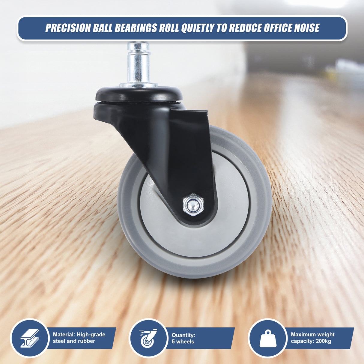 5x Office Chair Caster Wheels Set &ndash; Heavy Duty Universal Replacement for All Floors