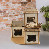Cat Cardboard House Tree Tower Condo Scratcher Pet Post Pad Mat Furniture - Front View
