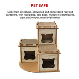 Cat Cardboard House Tree Tower Condo Scratcher Pet Post Pad Mat Furniture - Low Angle