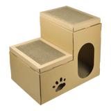 Cat Cardboard House Tree Tower Condo Scratcher Pet Post Pad Mat Furniture - Rear View