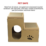 Cat Cardboard House Tree Tower Condo Scratcher Pet Post Pad Mat Furniture - Close-Up Angle