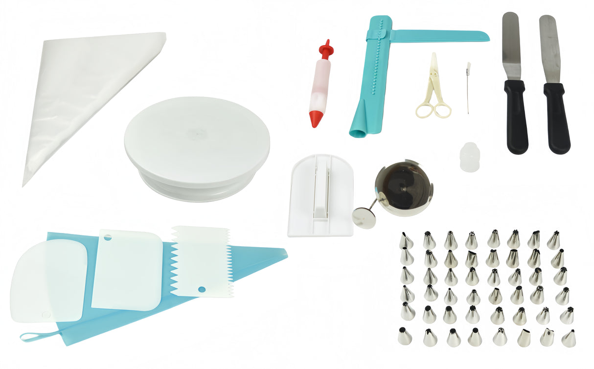 164Pcs Cake Decorating Kit Turntable Rotating Baking Flower Icing Piping Nozzles