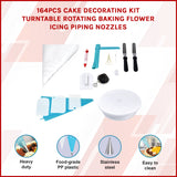 164Pcs Cake Decorating Kit Turntable Rotating Baking Flower Icing Piping Nozzles - 45-Degree Angle