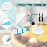 164Pcs Cake Decorating Kit Turntable Rotating Baking Flower Icing Piping Nozzles - Rear View