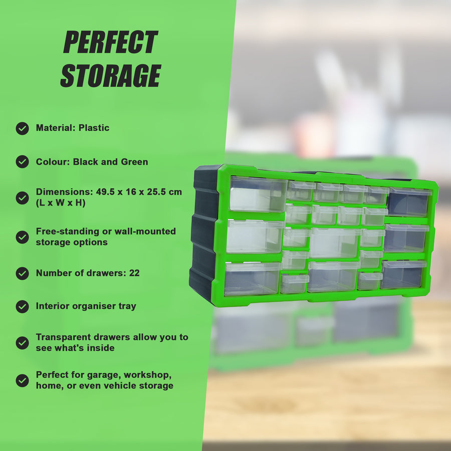 22 Multi Drawer Parts Storage Cabinet Unit Organiser Home Garage Tool Box
