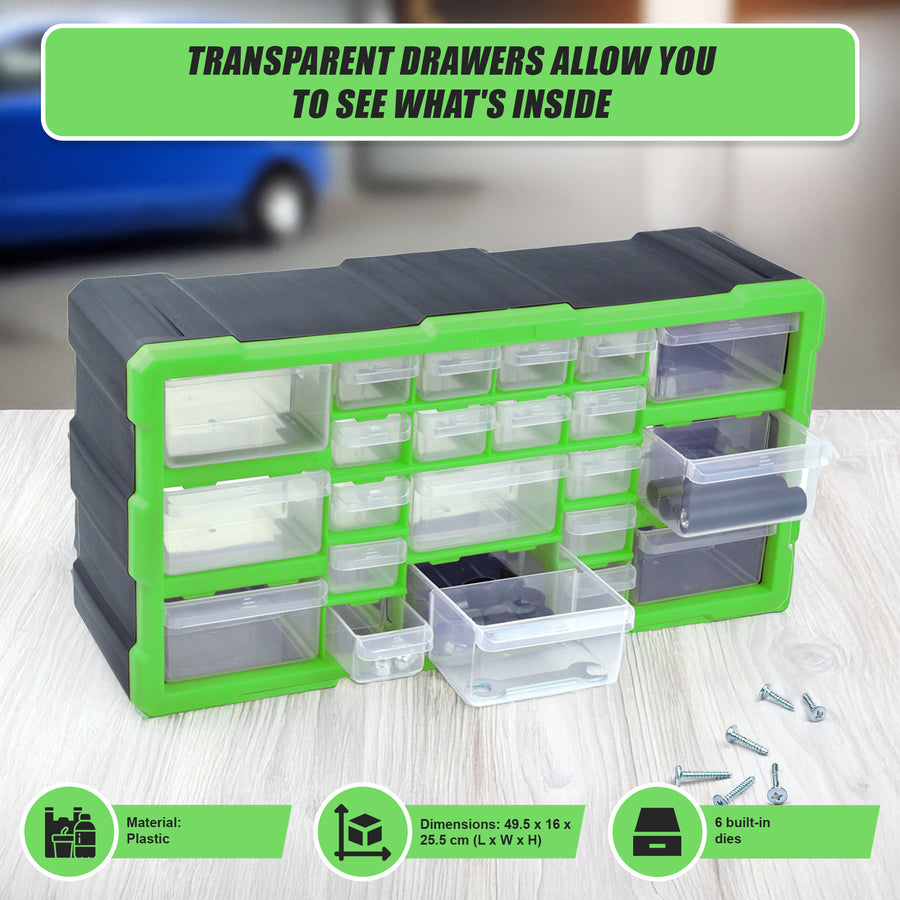 22 Multi Drawer Parts Storage Cabinet Unit Organiser Home Garage Tool Box